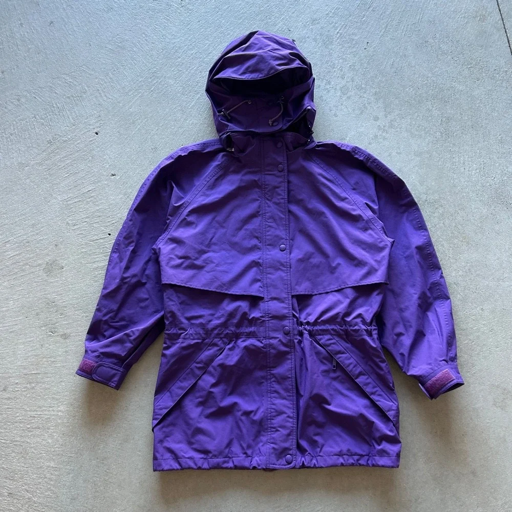 Vintage‎ Eddie Bauer Jacket Women's Small Purple Full Zip Parka Hooded Gore Tex